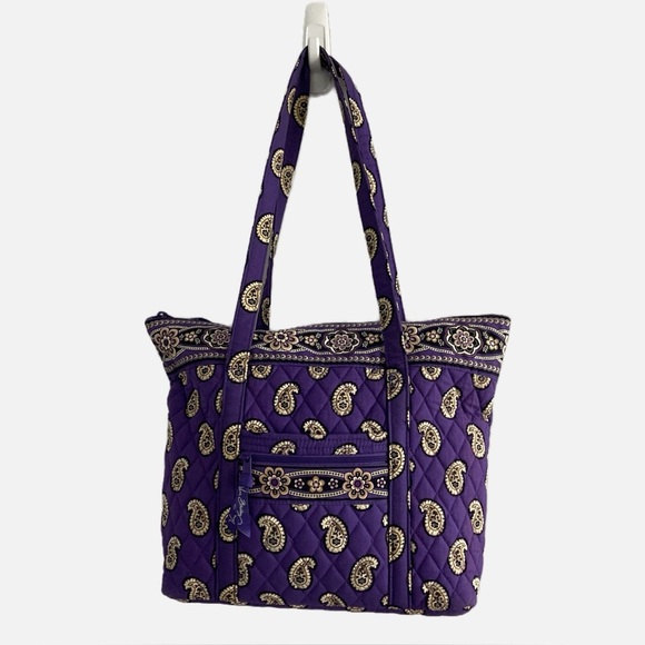 Vera Bradley Handbags - Vera Bradley Tote Bag Simply Violet Purple Floral Paisley Quilted Cotton Travel